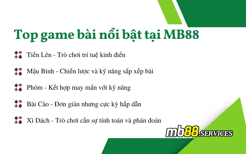 Khám Phá Sảnh Game Bài Và Tựa Game Hấp Dẫn Tại MB88 - Avexo